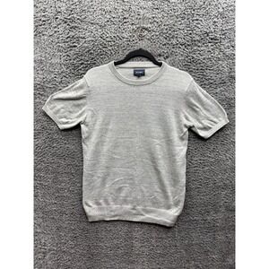 Beams Cotton Blend Knitted Crew Neck Short Sleeve T-Shirt Gray Mens Size S